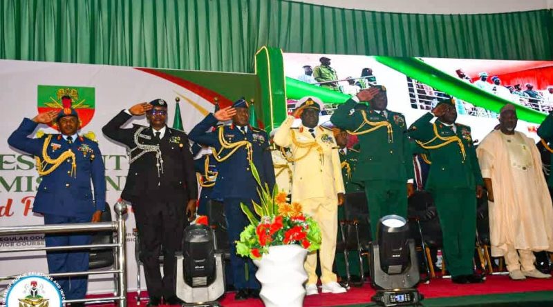 Newly commissioned Nigerian Air Force officers marching in parade.