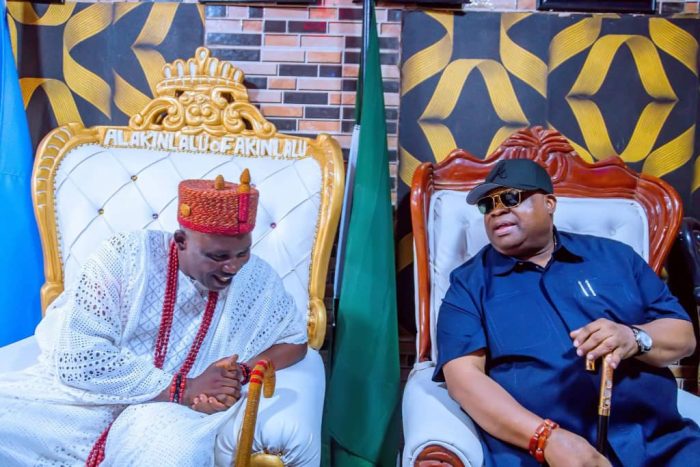Governor Ademola Adeleke consoles victims’ families in Akinlalu after Amotekun killings.