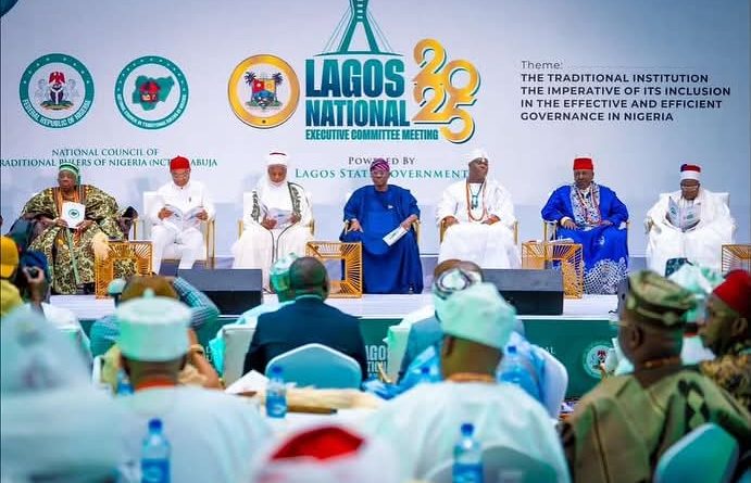 Governor Babajide Sanwo-Olu hosts traditional rulers from across Nigeria during the NCTRN meeting in Lagos.